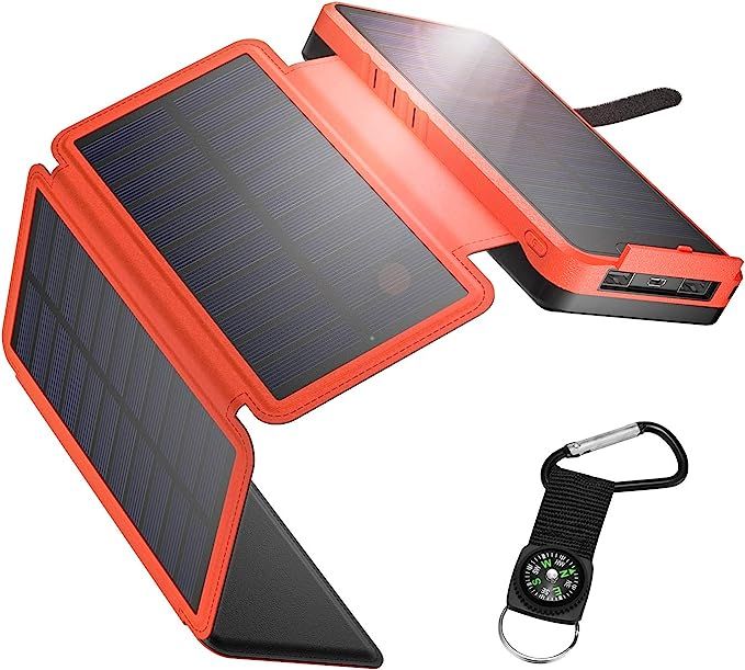 IEsafy Solar Charger 26800mAh, Outdoor Solar Power Bank with 4 Foldable Solar Panels and 2 High-S... | Amazon (US)