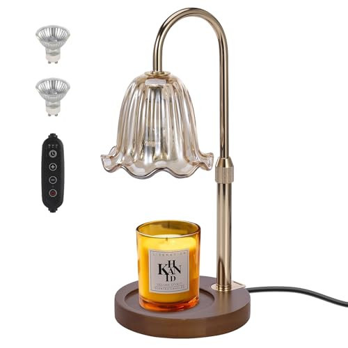 Electric Timer Candle Warmer Light,With bracket Dimmable Candles Wax Glass Warmers Lamps for Jar Candles Burner No Flame Scented Melting Warming Lantern Adjustable Height(2*50W Bulb) (1 Pack-B) | Amazon (US)