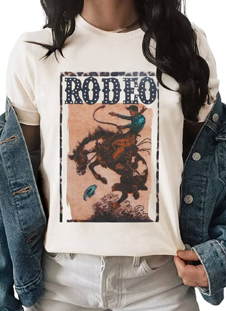 Womens Western Graphic Cowboys Tees Not My First Rodeo Shirts Vintage Cowgirls Print Wild Soul Cl... | Amazon (US)
