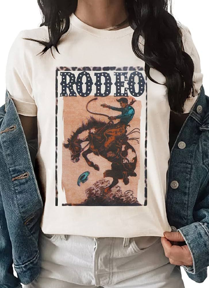 Womens Western Graphic Cowboys Tees Not My First Rodeo Shirts Vintage Cowgirls Print Wild Soul Cl... | Amazon (US)