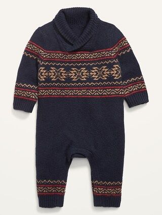 Unisex Fair Isle Shawl-Collar Sweater-Knit One-Piece for Baby | Old Navy (US)