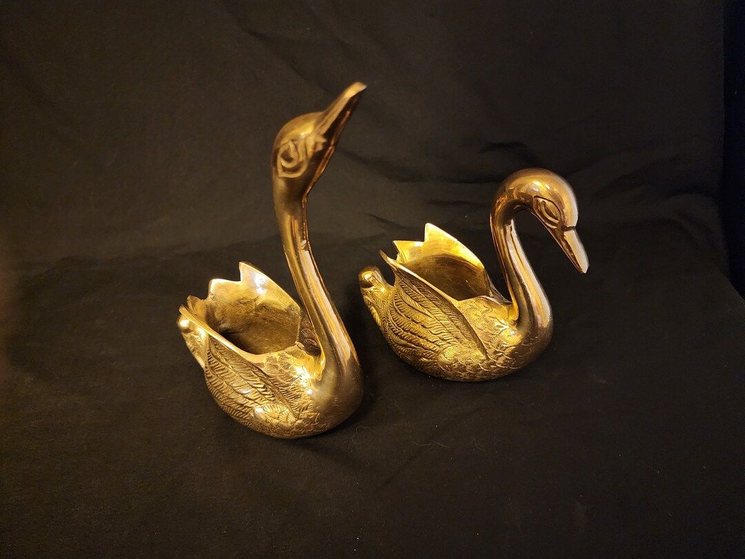 Pair of Vintage Hamilton Brass Swan Planters Solid Brass - Etsy | Etsy (US)