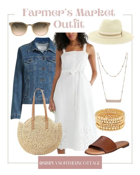 Farmer’s Market Outfit Idea, Spring Outfit Inspo, Midi Dress, Denim Jacket, Spring Hat, Spring Dress, Styling Denim, Over 40 Fashion, Walmart 

#LTKover40 #LTKstyletip #LTKSeasonal