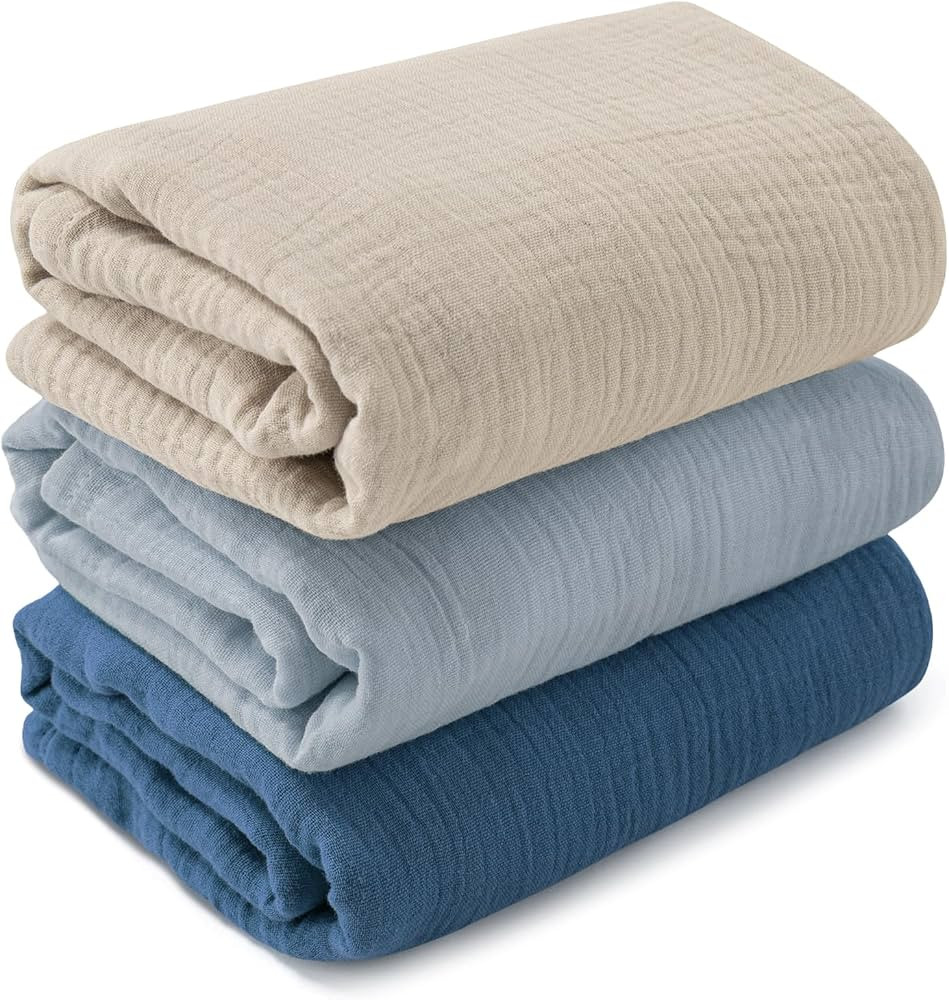 Muslin Swaddle Blankets for Newborn, 3 Pack Breathable Soft Receiving Blanket, Large 38 x 40 inch... | Amazon (US)