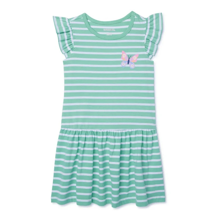 Garanimals Toddler Girl Flutter Sleeve Stripe Dress, Sizes 12M-5T | Walmart (US)