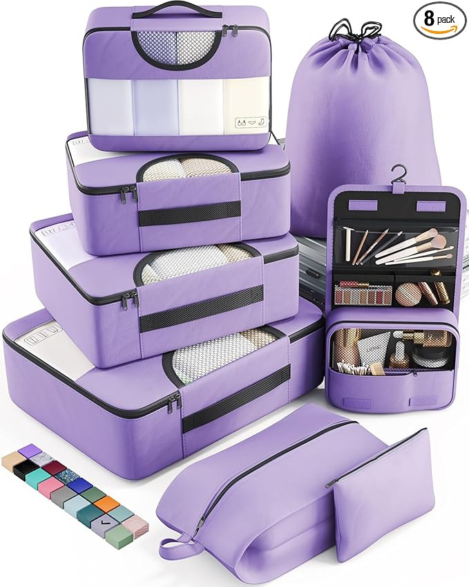 Veken 8 Set Packing Cubes for Travel Essentials, Suitcase Organizer Bags Set for Luggage, Road Tr... | Amazon (US)