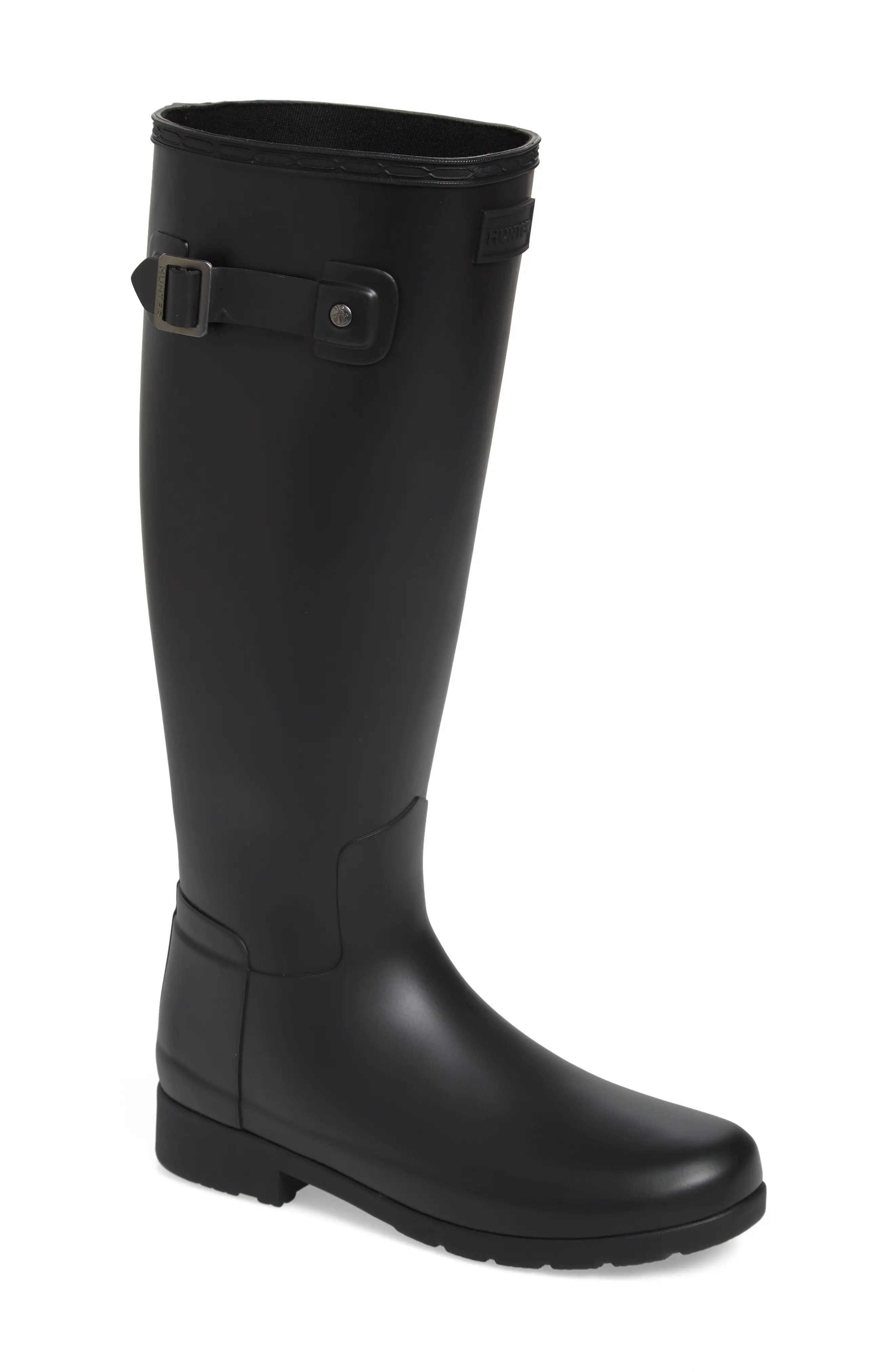 Women's Hunter Original Refined Waterproof Rain Boot, Size 5 Regular Calf M - Black | Nordstrom