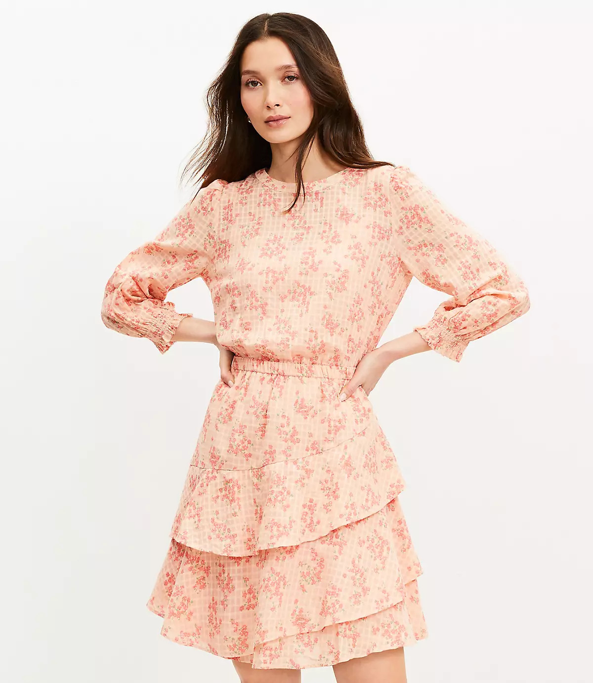 Petite Meadow Tiered Ruffle Mini Dress | LOFT