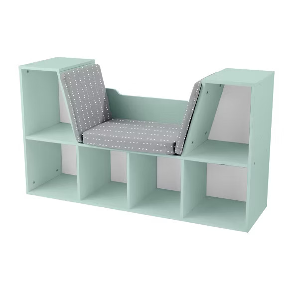 KidKraft Wooden Bookcase Storage Shelving Unit with Comfortable Cushioned Children's Reading Nook... | Target