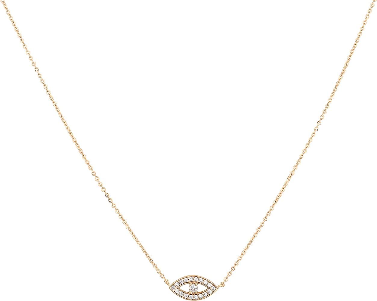 MEVECCO Gold Dainty Evil Eye Necklace for Women 18K Gold Plated Cute Delicate Solitaire Cubic Zir... | Amazon (US)