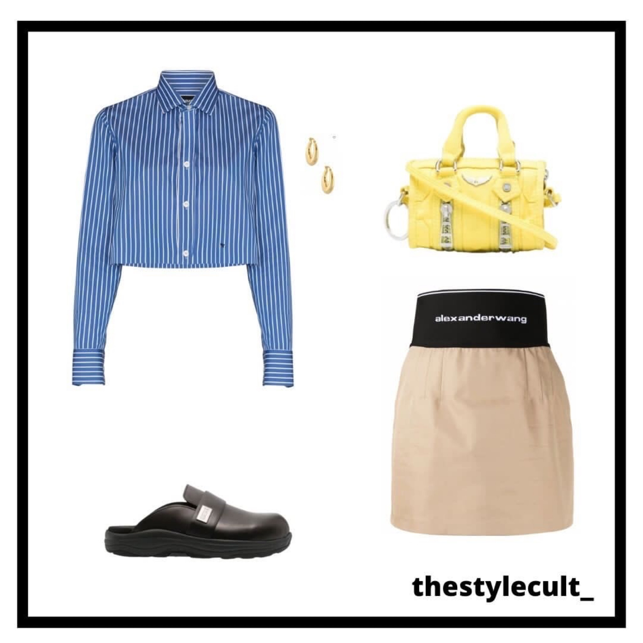 • alexander wang waistband mini skirt | gold hoops | hommegirls striped crop shirt | zadig and voltaire mini bag | tom wood mules

#LTKstyletip #LTKSeasonal #LTKHalloween