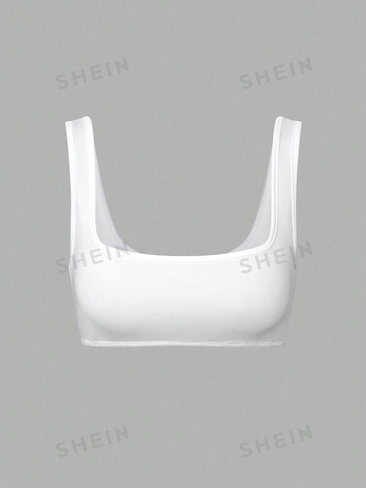 SHEIN PETITE Women's Solid Color Low Back Ultra Crop Top Tank Top | SHEIN