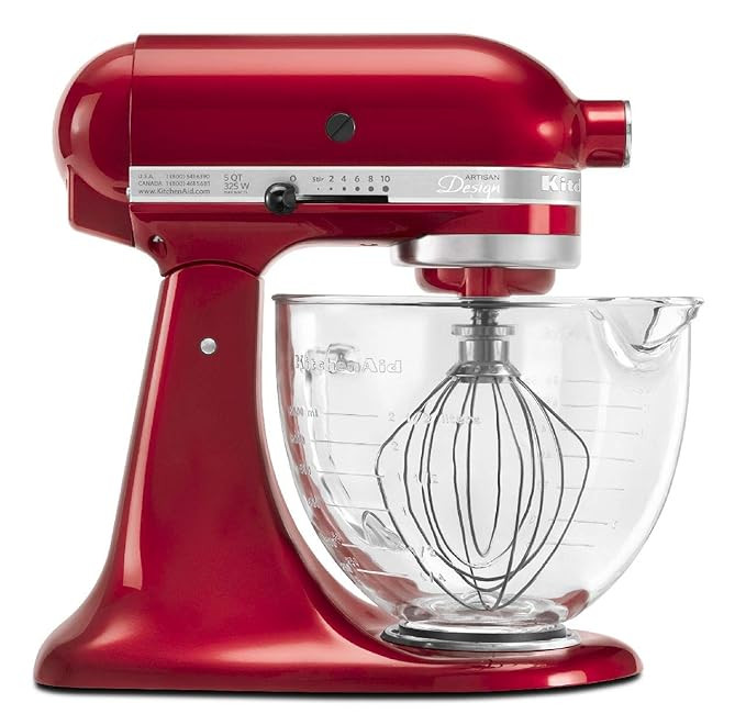 KitchenAid KSM155GBCA 5-Qt. Artisan Design Series with Glass Bowl - Candy Apple Red | Amazon (US)
