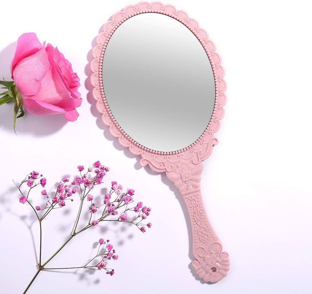 XPXKJ Hand Mirror Vintage Handheld Mirror with Handle Vanity Makeup Mirror Travel Mirrors (Oval, ... | Amazon (US)