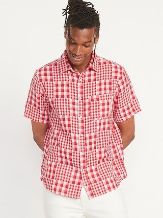 Patchwork Plaid Everyday Short-Sleeve Shirt for Men | Old Navy (US)