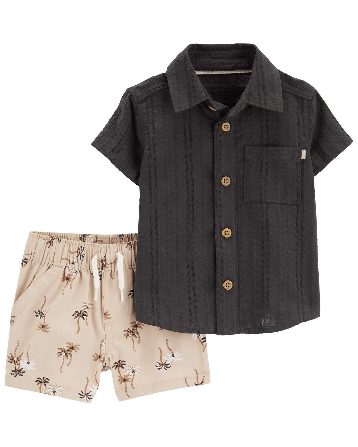 Baby 2-Piece Button-Front Shirt & Palm Tree Short Set | Carter's