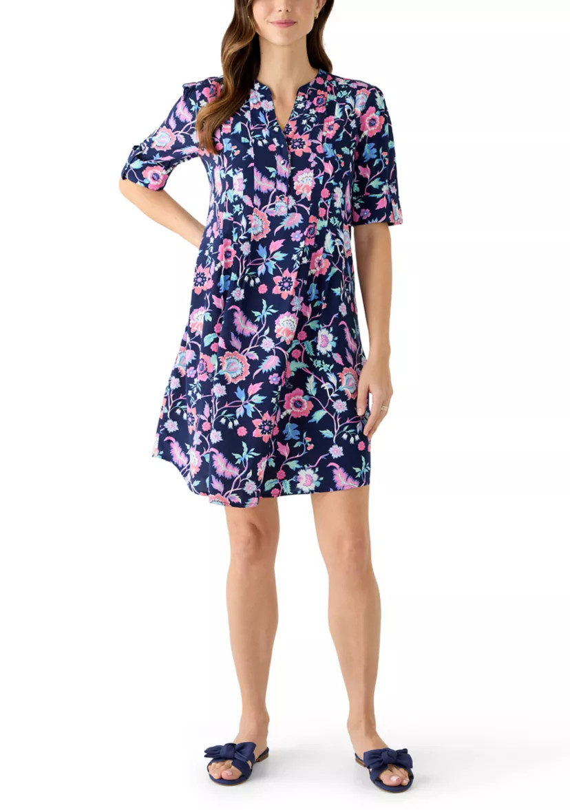 Women's Elbow Sleeve Henley Print Sift Dress | Belk