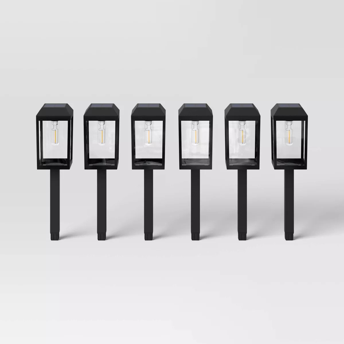 6pk Window Lantern Solar LED Outdoor Path Lights Matte Black - Threshold™: Energy-Efficient, We... | Target
