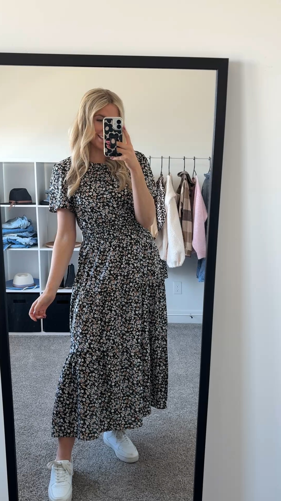 teacher outfit idea! dress is so flattering & easy! Wearing my usual size M!
Sneakers are Nike Air Force 1 look alikes and only $20!! I prefer my true size in wide fit or size up half in regular width 

| women’s style | teacher outfit | dress | comfy sneakers 

#LTKWorkwear #LTKSeasonal #LTKFindsUnder100