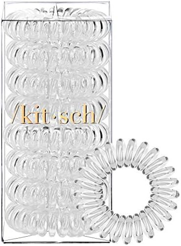 Kitsch Spiral Hair Ties, Coil Hair Ties, Phone Cord Hair Ties, Hair Coils - 8 Pcs, Transparent | Amazon (US)