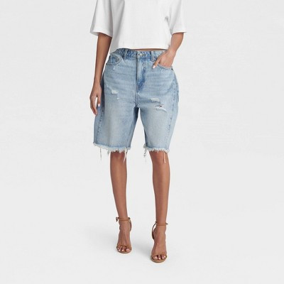 KBB by KAHLANA Women's Low-Rise Wide Leg 'The Distressed Rachel Shorts' - Light Wash 2 | Target