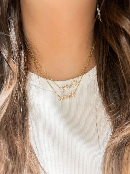 Custom name necklaces! 20% off sitewide right now and the perfect gift for a momma. || mine are both size largee

#LTKsalealert #LTKGiftGuide #LTKkids