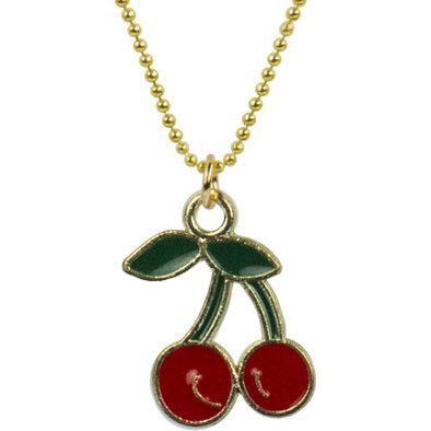 Little Miss Zoe | Cherry Necklace, (Red and Green, One Size) | Maisonette | Maisonette