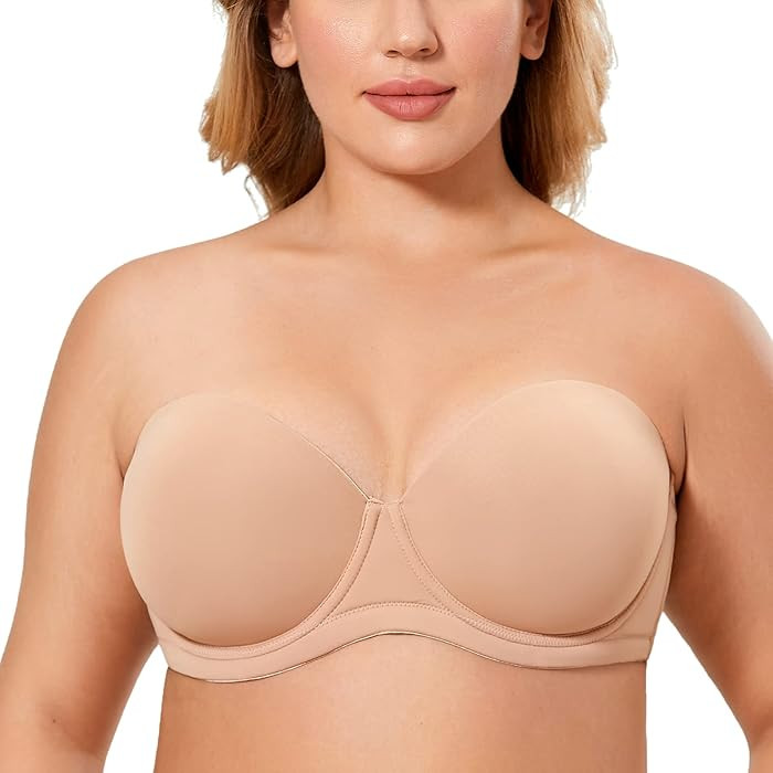 DELIMIRA Women's Underwire Contour Multiway Full Coverage Strapless Bra Plus Size Natural 40DD at... | Amazon (US)