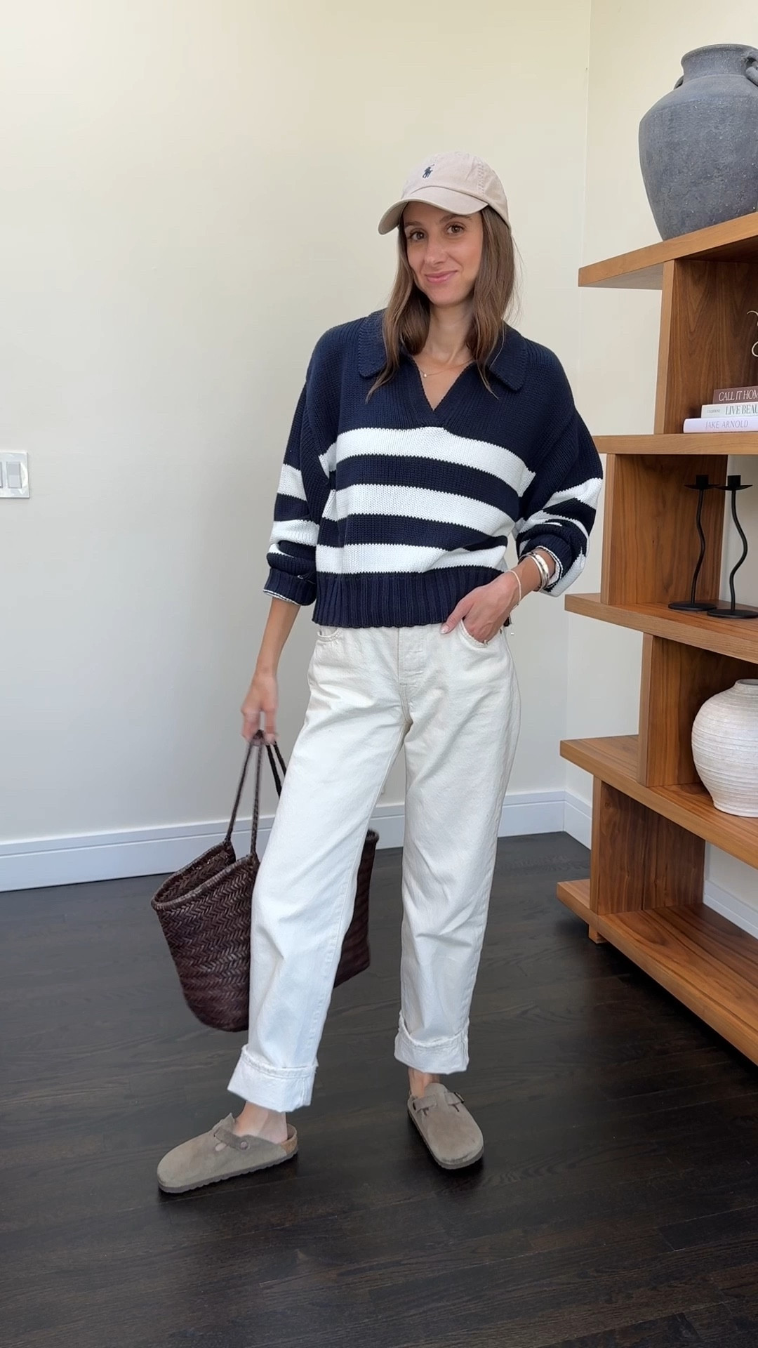 Obsessed with this navy striped polo sweater! The perfect transitional style. 