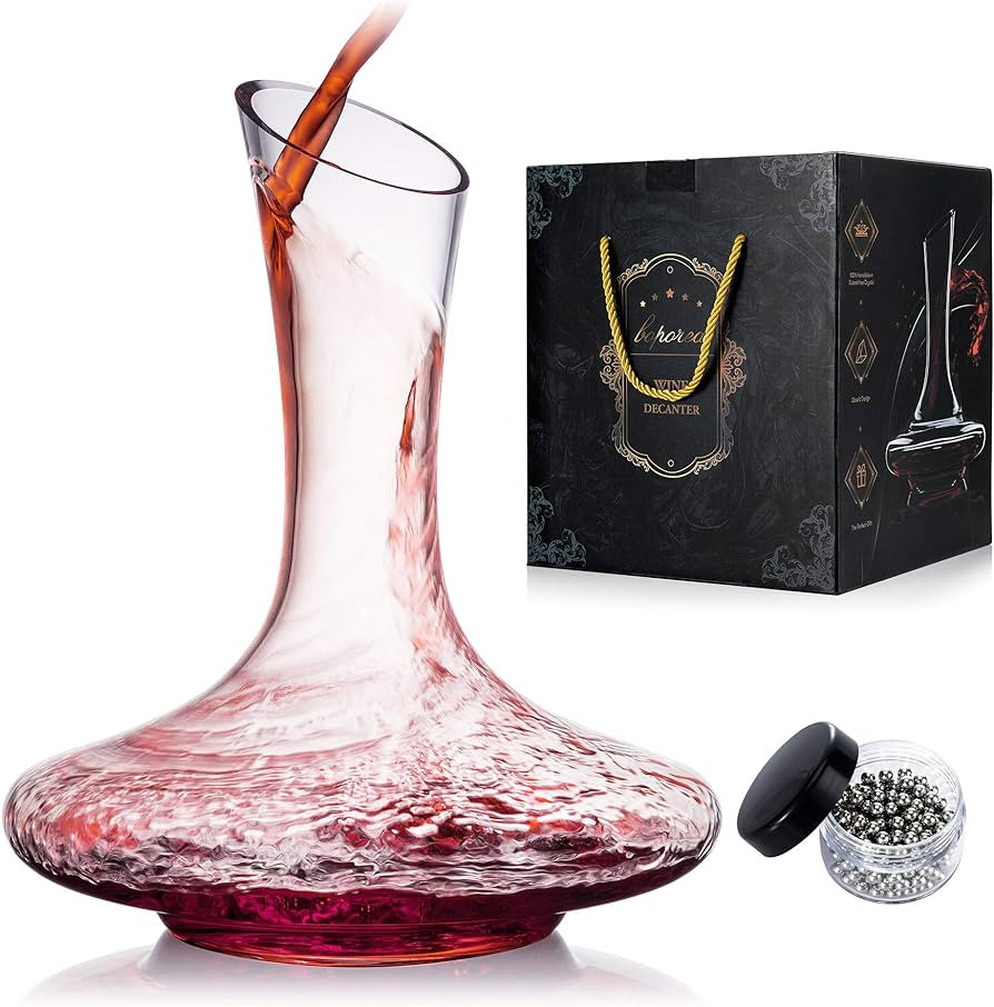Wine Decanter,Red Wine Carafe,Wine Aerator,100% Hand Blown Lead-free Crystal Glass with Cleaning ... | Amazon (US)