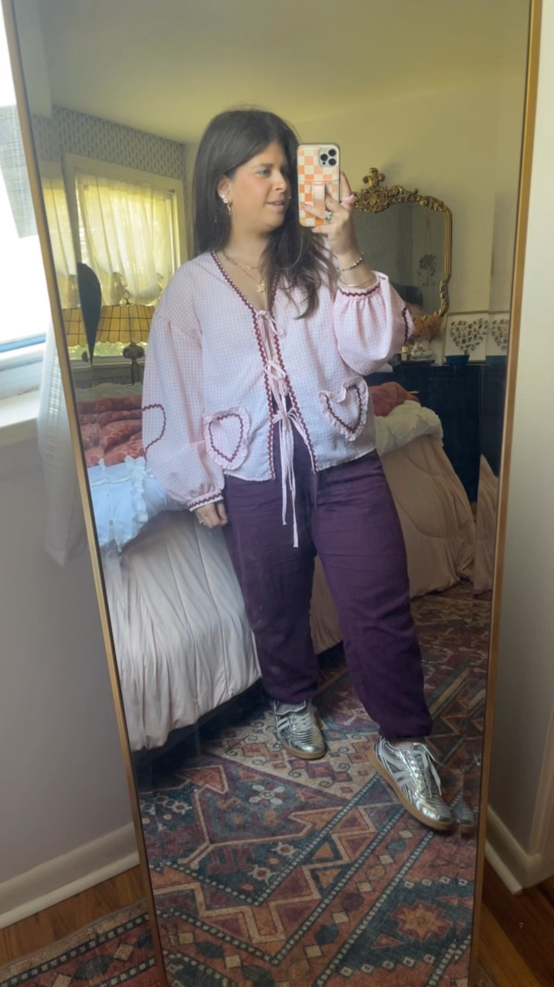 This viral coquette style tie top from
Amazon is so cute. I love the ric rac detail & heart pockets. Fits a little oversized. These linen joggers from universal standard are so easy to wear. They fit great. Wearing my normal size. These Steve Madden metallic sneakers are a total win! 



#LTKFindsUnder100 #LTKShoeCrush #LTKStyleTip