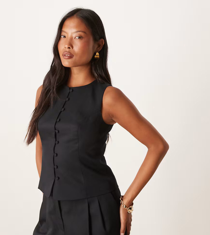 Nobody's Child Petite Pippa waistcoat co-ord in black | ASOS (Global)