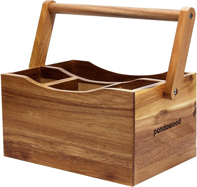 Acacia Wood Silverware Caddy - Outdoor Utensil Holder for Parties, Camping & Picnics | Amazon (US)