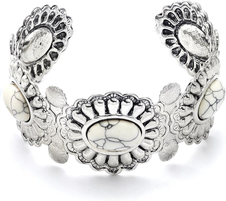 RechicGu Western Turquoise Color Cuff Bracelet for Women Adjustable Boho Bracelet Cowgirl Chic Vi... | Amazon (US)