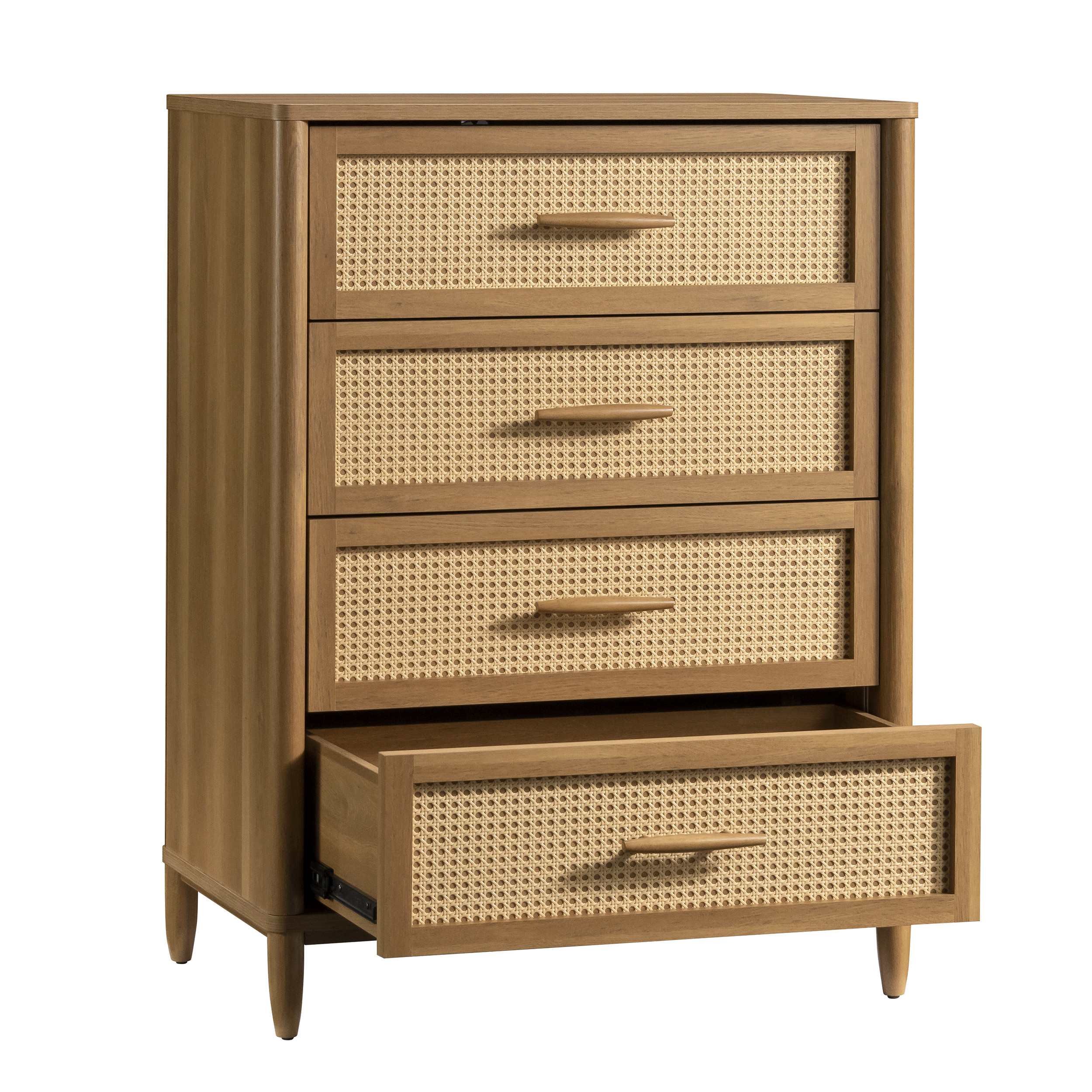 Better Homes & Gardens Springwood Caning 4-Drawer Dresser, Light Honey Finish | Walmart (US)
