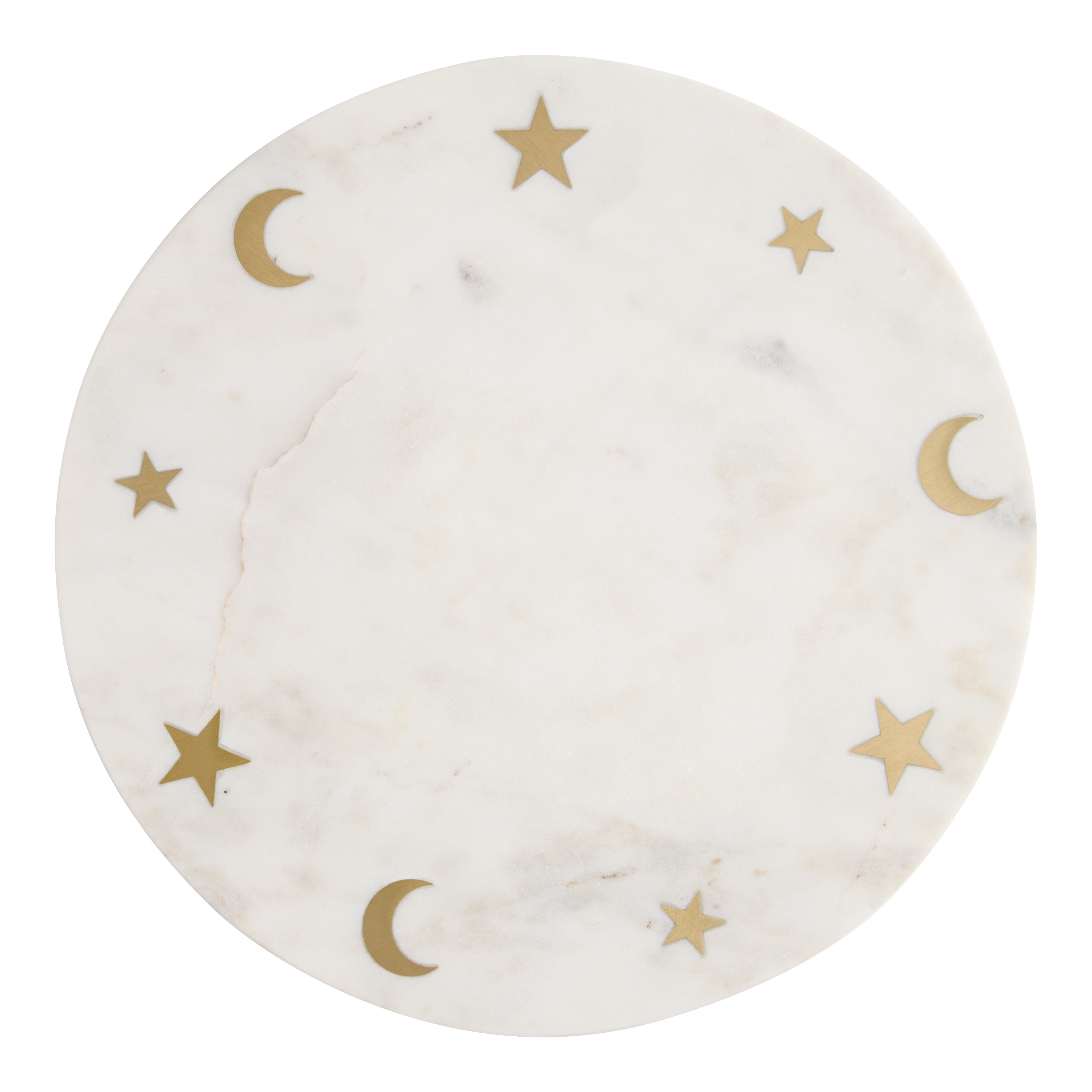 Round White Marble and Gold Metal Celestial Serving Board | World Market