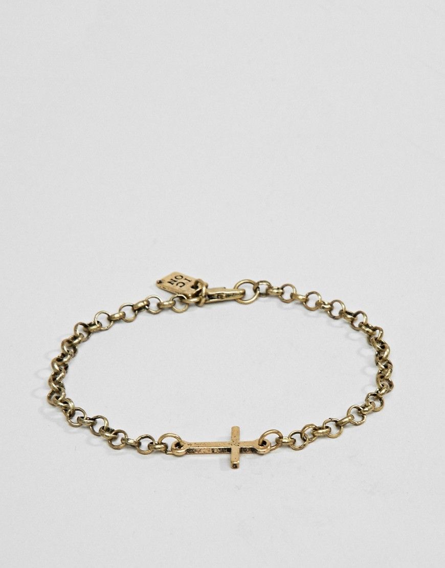 Icon Brand gold chain bracelet with cross - Gold | ASOS US