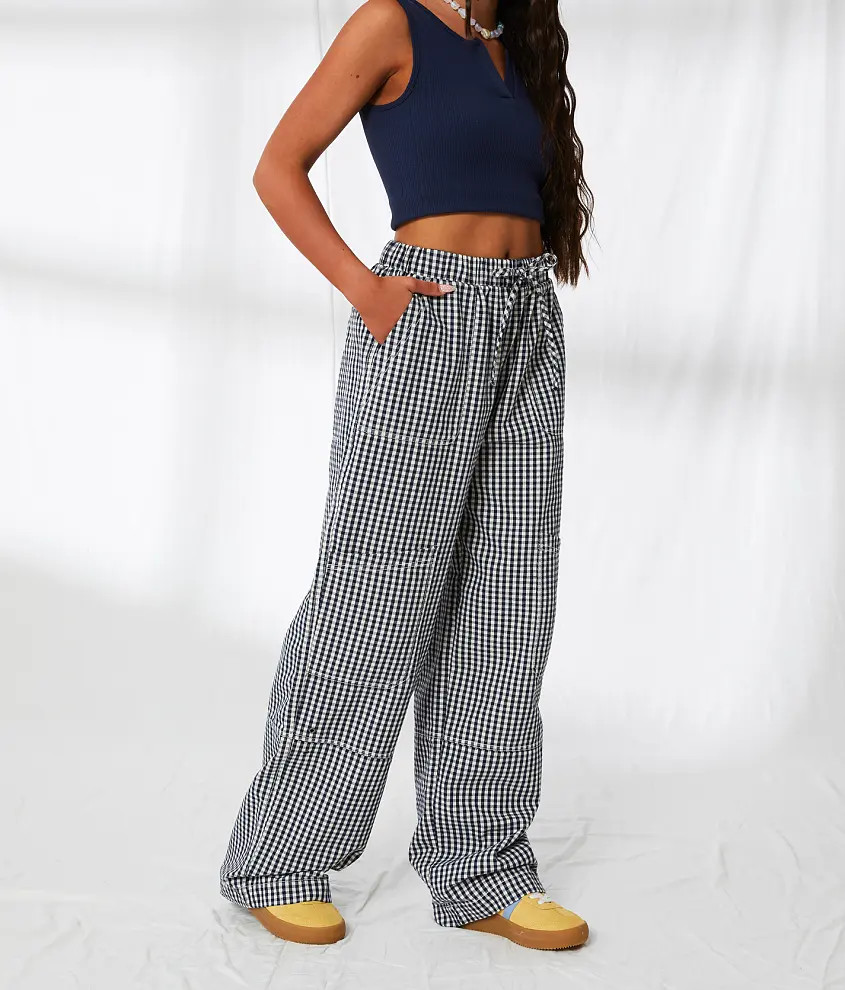 Gingham Wide Leg Utility Pant | Buckle
