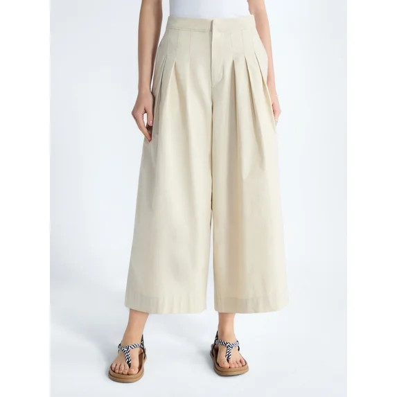 Free Assembly Women's and Women's Plus High Rise Wide Leg Pleated Culotte Pants, Sizes XS-XXL | Walmart (US)