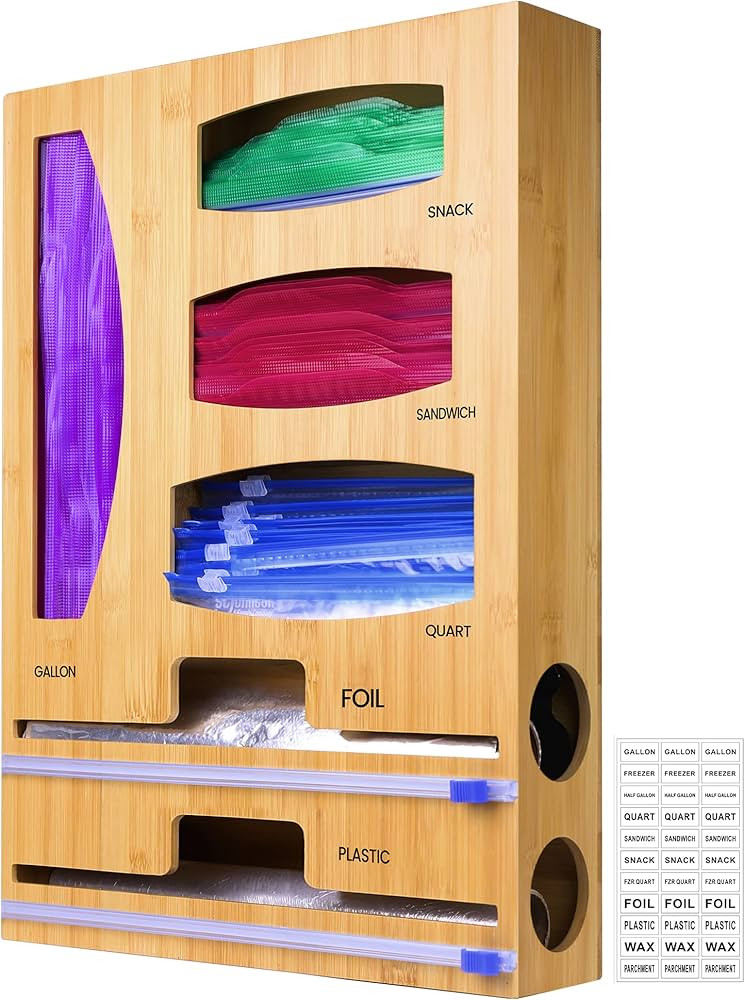 Orikithem Foil and Plastic Wrap Organizer, Bag Organizer for Ziplock, 6 in 1, Included 4 Storage ... | Amazon (US)