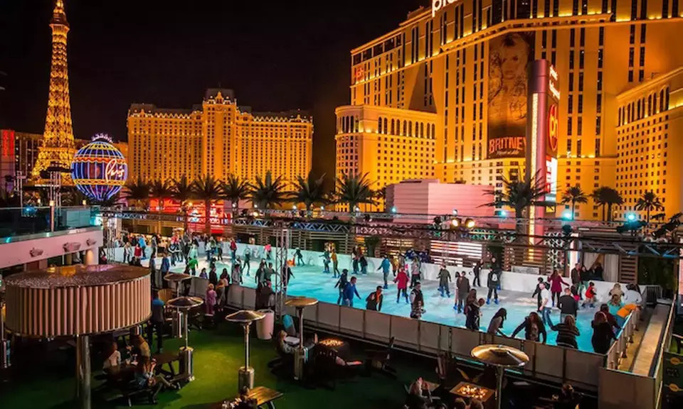 Two Skate Rentals Plus Two Hot Chocolates at The Rooftop Ice Rink at The Cosmopolitan of Las Vega... | Groupon North America