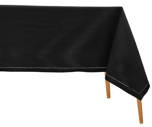 Black 100% Cotton Hemstitch Tablecloth 63 x 109 Inch - Black Table Cloth for Rectangle Tables - Classic Hemstitch, Machine Washable Tablecloth for Fall, Autumn and Halloween - Table Cover | Amazon (US)