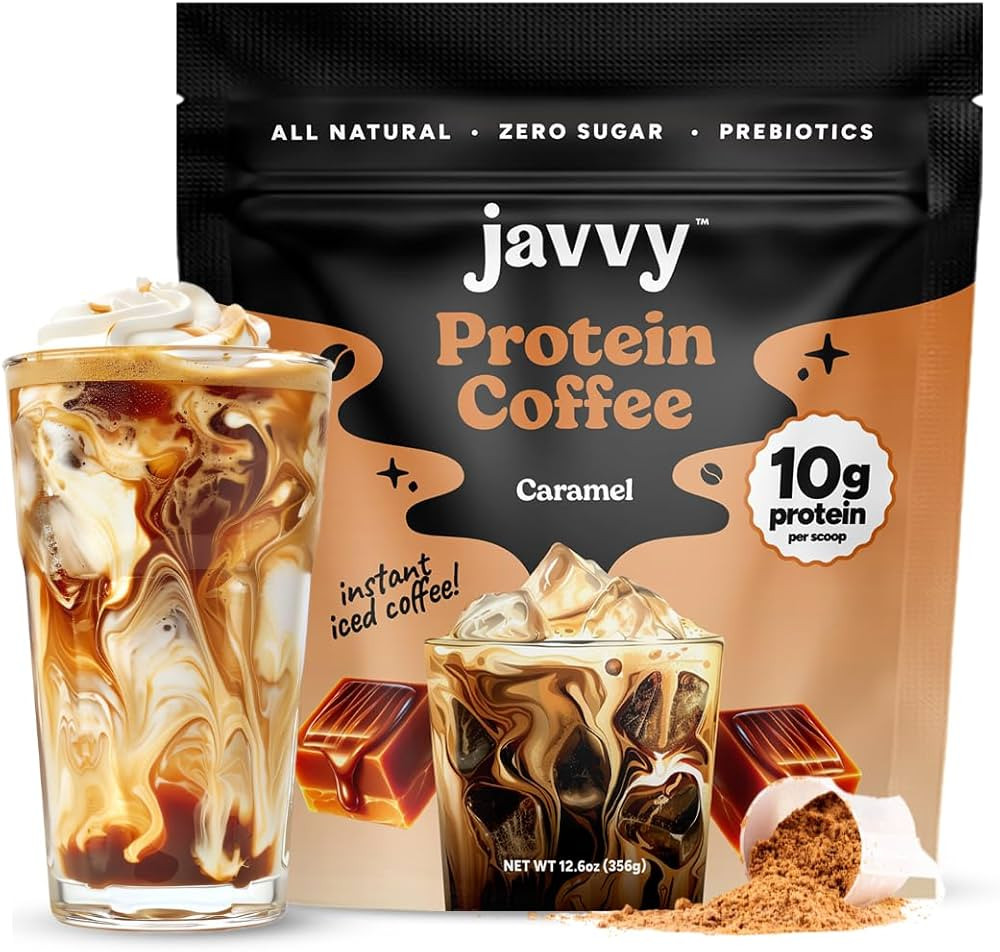 Javvy Caramel Protein Coffee - Premium Whey Protein & Instant Iced Coffee - 100% Arabica Coffee -... | Amazon (US)