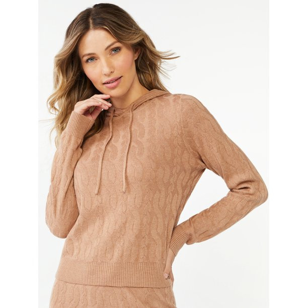 Sofia Intimates by Sofia Vergara Women's Cable Knit Lounge Hoodie - Walmart.com | Walmart (US)