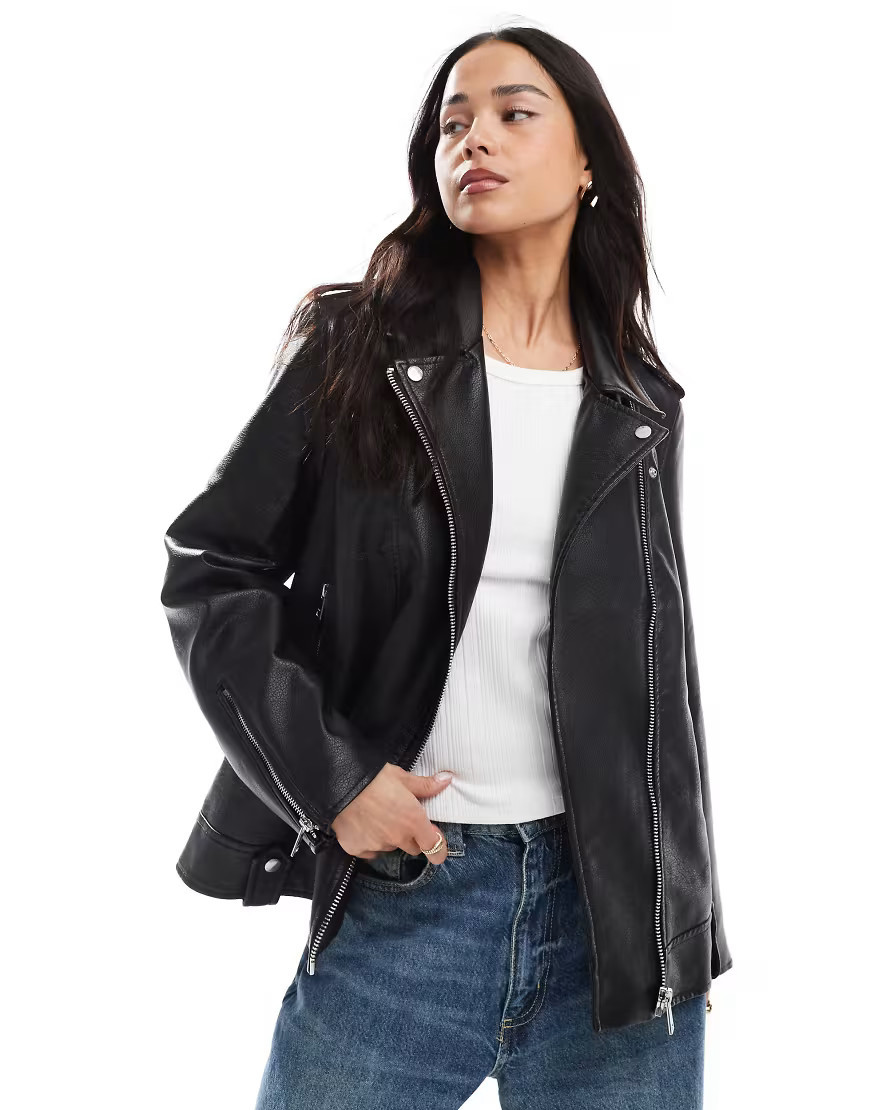 Only faux leather jacket in black | ASOS (Global)
