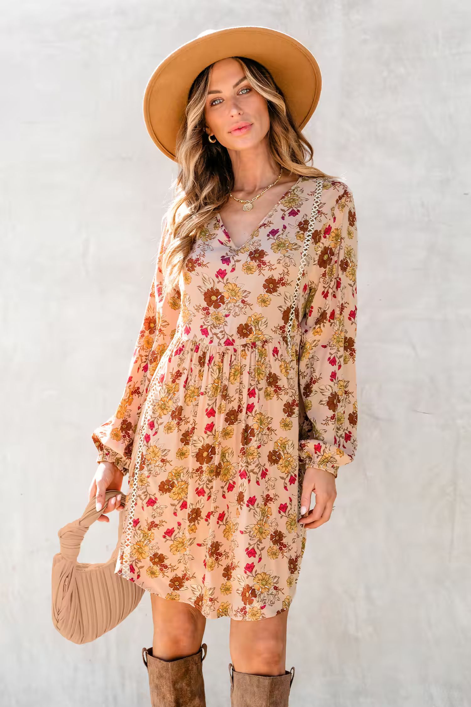 Floral Print Lace Trim Flowy Dress | Cupshe US