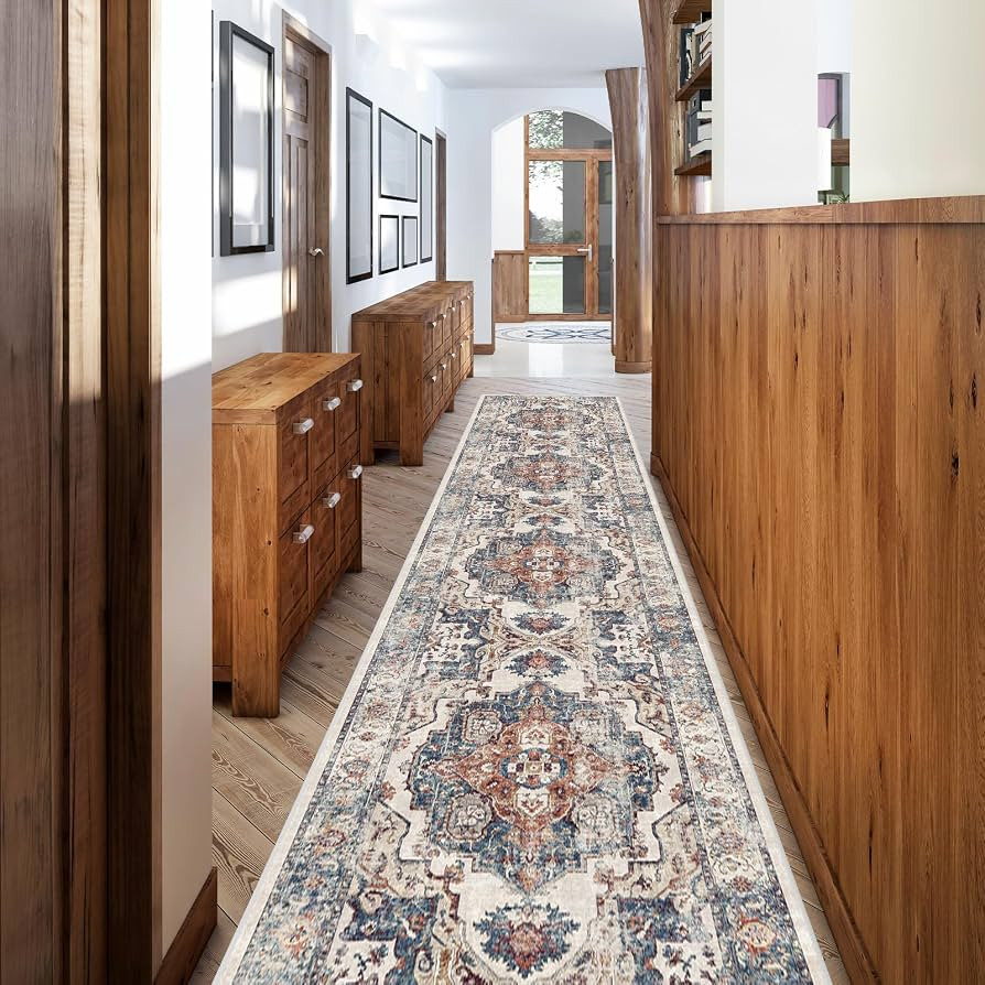 Hallway Washable Runner Rug - 2'6x12 Kitchen Rugs Entryway Rug Runner Vintage Soft Floor Mat Non ... | Amazon (US)