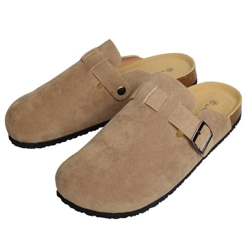 WINSEAD Clogs for Women Men Dupes Unisex Slip-on Potato Shoes Footbed Suede Cork Clogs and Mules Khaki | Amazon (US)