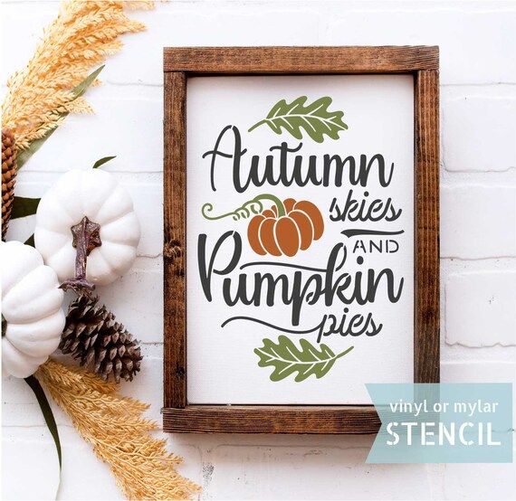 autumn skies and pumpkin pies, reusable stencil, fall stencil, pumpkin stencil, mylar stencil, au... | Etsy (US)