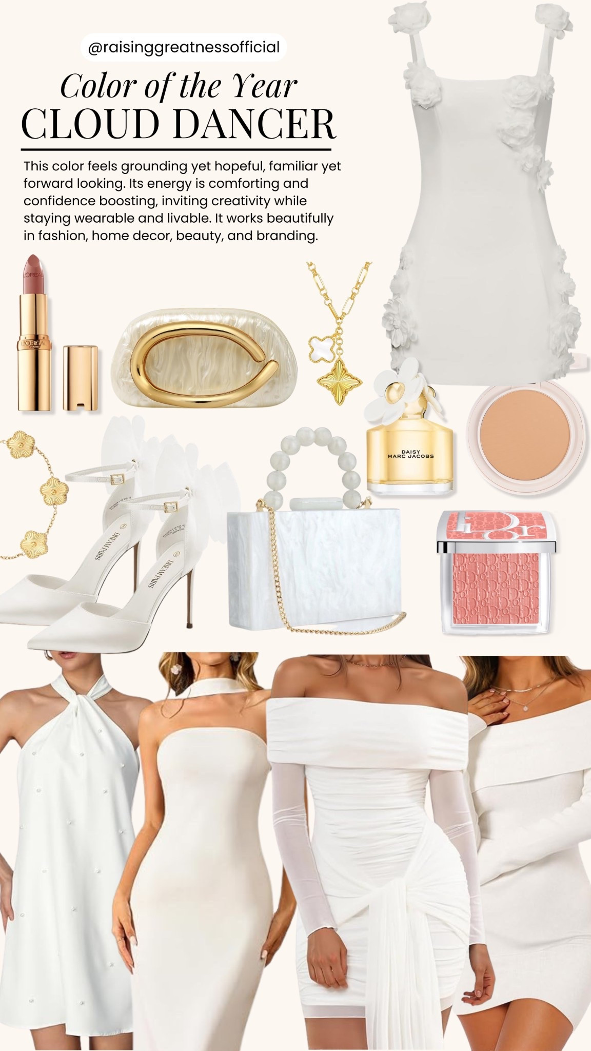 Soft, timeless, and effortlessly chic 🤍 Cloud Dancer is the color of the year bringing elegant, elevated outfit looks that feel fresh yet classic. Perfect for minimalist style lovers and everyday sophistication.

#ColorOfTheYear #CloudDancer #ChicStyle #ElegantOutfits #NeutralStyle #FashionInspo #ModernMinimal #StyleMood